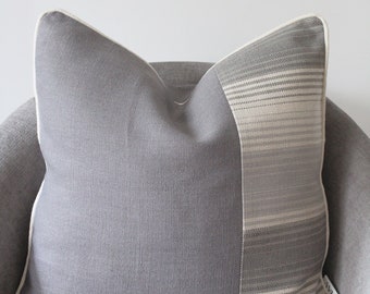Natural Linen Cushion Cover, Pastel Grey Stripe, Soft Heavyweight