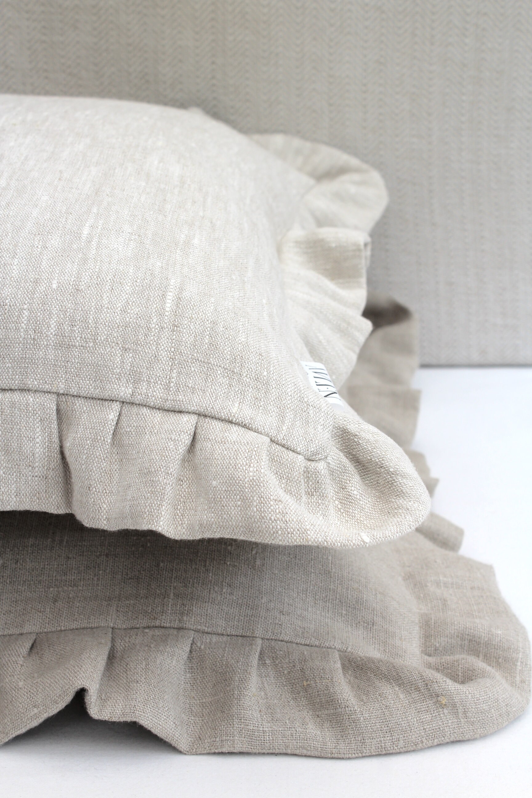 Ruffled Linen Cushion Cover Oekotex Certified Linen Etsy UK