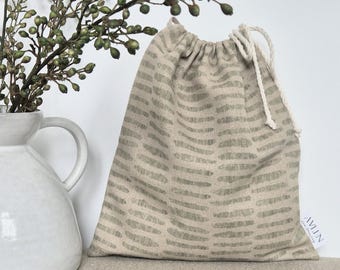 Linen Drawstring Storage Bag, Natural Produce Bread Bag, Gift Pouch