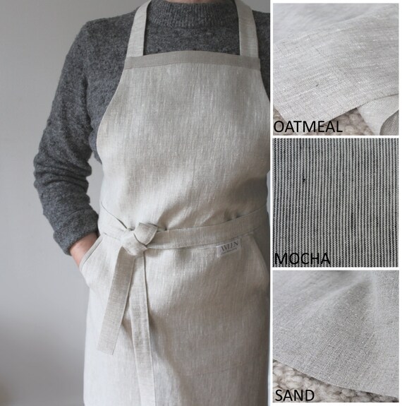 Natural Linen Apron, Unisex Classic Design, Kitchen Accessories, Handmade Home Decor