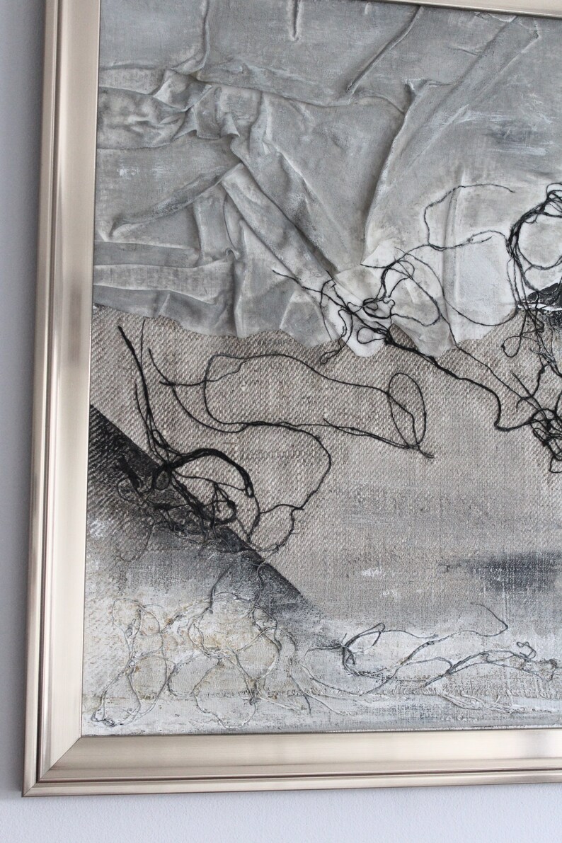 Grey Repurposed Materials Linen Wall Art OekoTex Certified Etsy