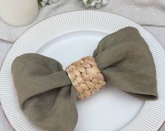 Natural Napkin Rings, Woven Water Hyacinth - Set of 2