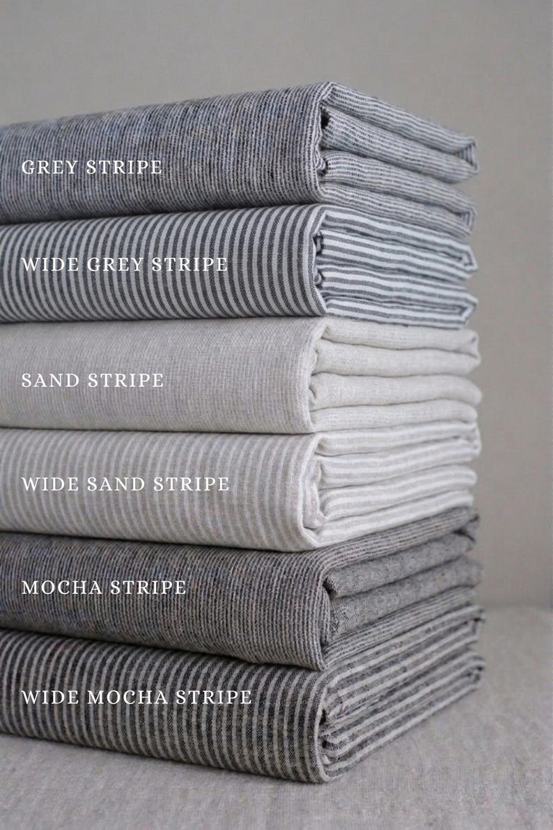100% Pure Oeko‑Tex Linen Fabric by the Metre – Soft Washed Linen in Neutral Stripes, UK Fabric for Curtains, Dressmaking & Homeware - Siena image 4