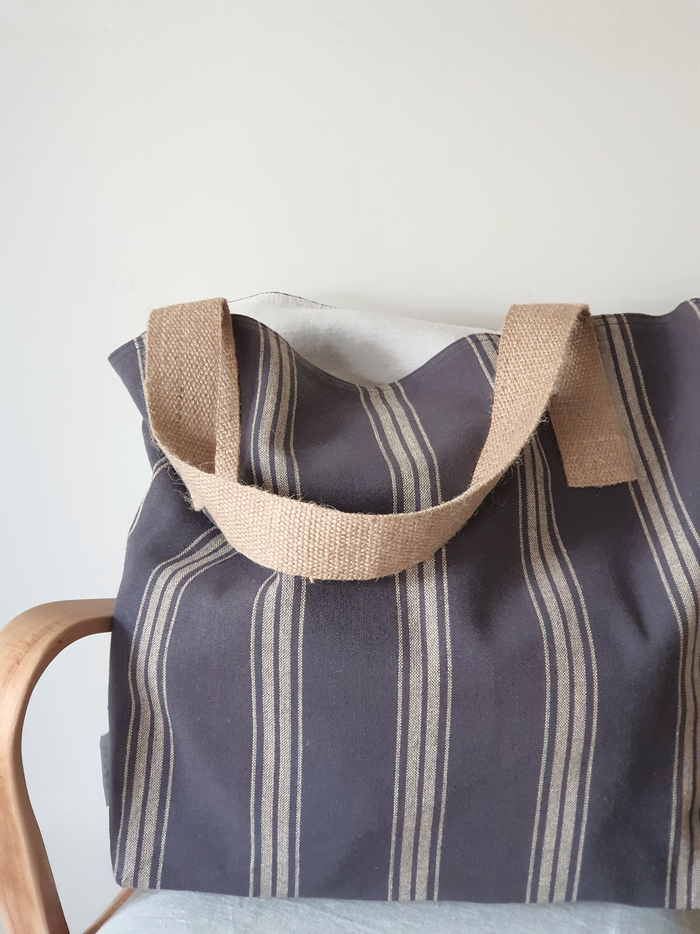 Pure Linen Shopper Bag Linen Beach Bag Eco Tote Bag Linen Etsy