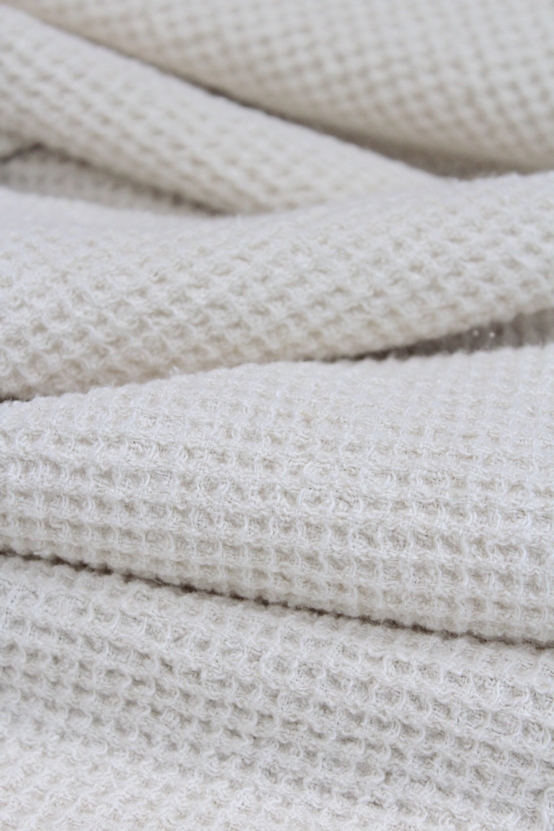 Waffle Ivory Extra Wide Pure Linen Fabric OekoTex Certified Etsy