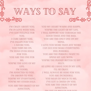 Ways to Say I Love You