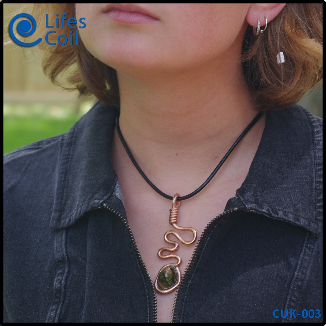 Heavy Copper Coil With Unakite Stone Etsy