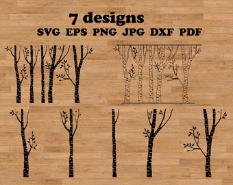 Birch tree Svg, forest clip art, forest SVG, paper vinyl cutter, file vector outline, svg cricut cutter, tree woods PNG SVG, sticker tattoo