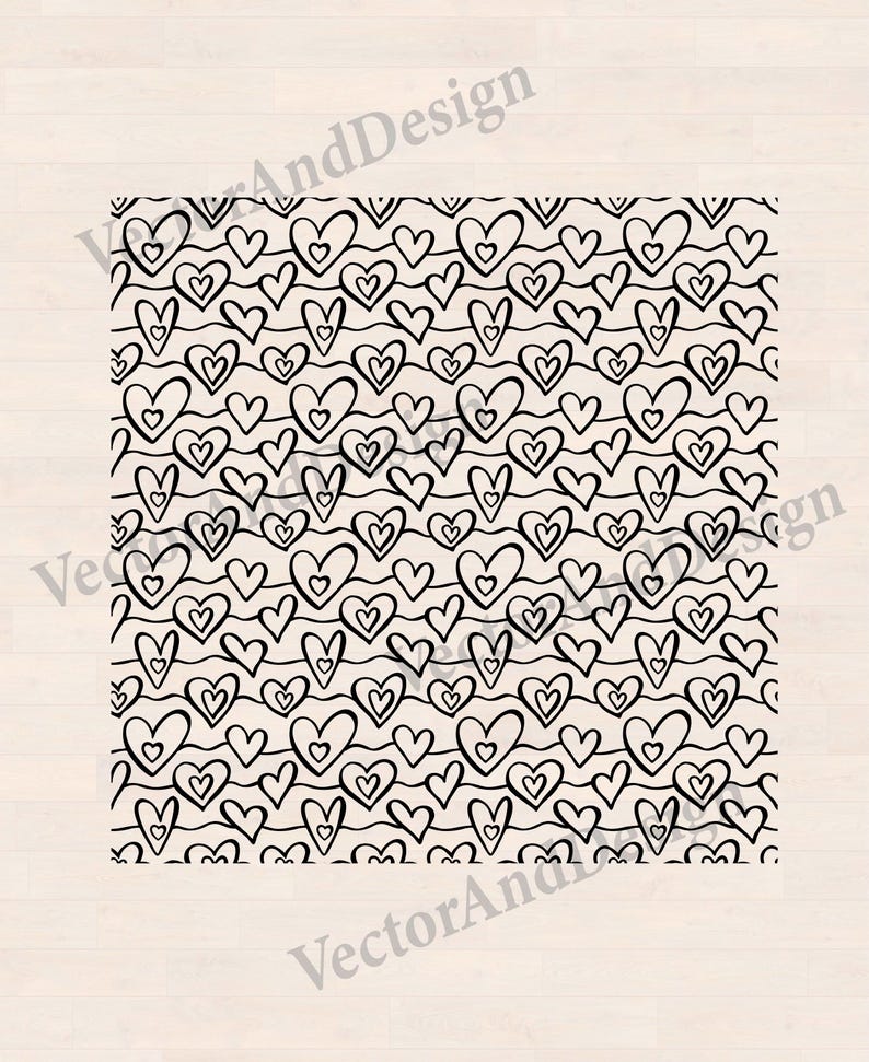 Seamless pattern heart svg, textile design valentine's background, print digital paper stencil