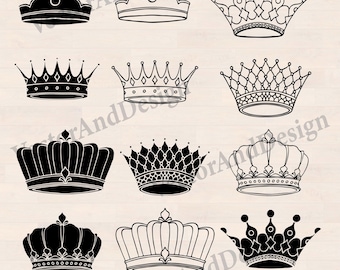 SVG-Bundle mit Kronen, Schnittdateien für königliche Kronen, Designs für Prinzessinnen- und Königstiaras für Cricut