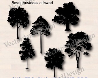 Tree silhouette svg, Forest Files, pine tree clipart, hand drawn Family Trees