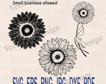 ClipArt di girasoli svg, pacchetto floreale png, file per taglio laser EPS, DXF