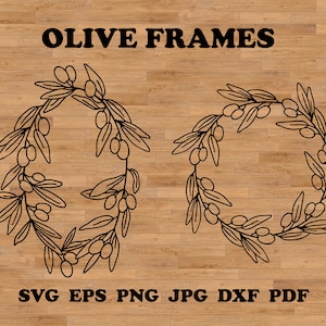 Cornice di olive in formato SVG, Corona in formato SVG, Olive in formato SVG, clipart di oliva, fogliame digitale, modello art deco, modello di olive, Boho SVG
