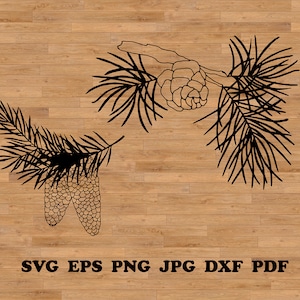 Cônes d'épicéa Svg, fichier de coupe de pin, pin, sticker plantes, pommes de pin de Noël, arbre de Noël svg, svg forêt de pins