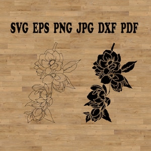 Magnolia branch Svg, hand drawn florals, single line floral, magnolia art, magnolia flower, floral elements, gardening svg, botanical svg
