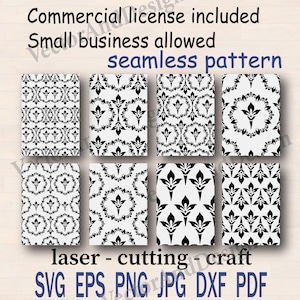 Patrón damasco sin costuras svg, superposiciones de patrones transparentes png, fondo digital