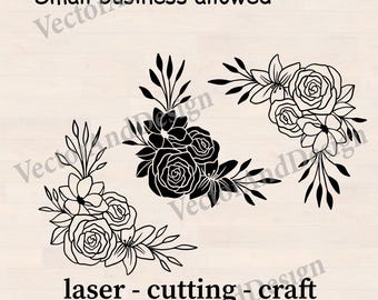 Floral Corner SVG, Wildflower Rose SVG, Flower Bouquet Cut File Download