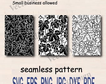 Seamless Pattern Grape Vine A4, Botanical Digital Paper, Wallpaper Design
