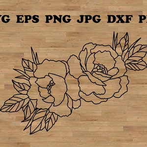 Pfingstrosen, Floral Linie Kunst, Vektor-Blumen, Blumen Umriss SVG, Umriss Clipart, Pfingstrosen Aufkleber, Pfingstrose svg, Pfingstrosen Clipart, botanische svg