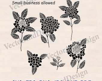 Hydrangea svg flower Laser cut file, Floral Garden Cricut, Botanical SVG PNG clipart