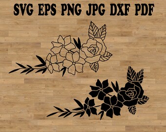 Flowers svg file for cutting, Floral arrangement svg png jpg, flower bundle svg, minimalist svg, flower border svg, bouquet svg