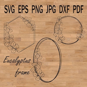 Marco de eucalipto svg diseño de boda para tarjetas Arte lineal botánico png