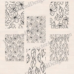 シームレスな花柄、シンプルな花のSVG、植物の葉、繰り返しのデジタルペーパー背景
