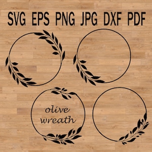 Marco de rama de olivo svg corona botánica svg, borde floral svg, corona para cricut, hoja de olivo