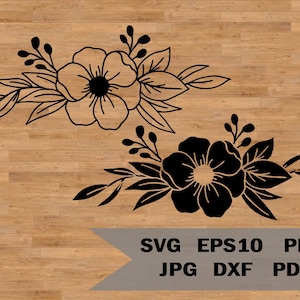 Ramo de anémonas svg, flores de anémonas svg, ramo floral svg, botánico svg, jardinería svg, monograma de flores svg, composición floral