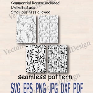Patrón sin costuras de hojas SVG, ramas sin costuras Clipart (Archivos digitales)