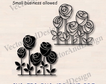 Border roses svg, rose Laser Cut, flower stencil vector clipart (Digital Download)