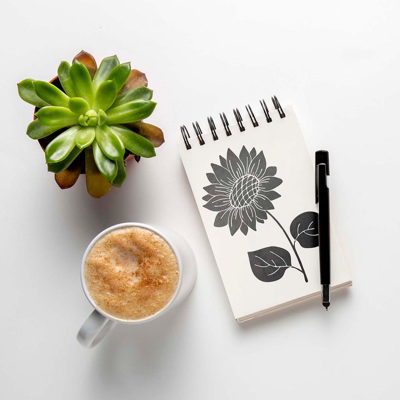 Stencil Sunflower Sunflower branch Silhouette flowers leaves Sunflower svg template Template Cut File SVG for Cricut and Silhouette