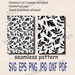 Seamless Clipart Pattern Fern SVG,  leaves template vector, laser cut Forest leaves (Digital Download)