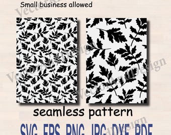 Seamless Pattern Fern SVG,  leaves template vector, laser cut Forest leaves (Digital Download)