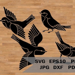 Vogels sjabloon svg, vogel op tak svg, vogel clipart svg, vogel set svg, digitaal snijden bestand, vliegende vogels, SVG voor Cricut en Silhouette