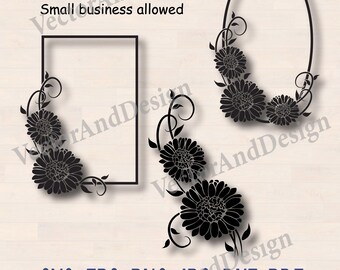 Frame Chamomile SVG, Daisy Stencil, Bouquet Flower Cut File (Digital Download)