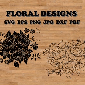 Bouquet of flowers svg, Peonies svg, flowers clipart set, roses svg cut file, floral cutting file, line art svg, botanical svg