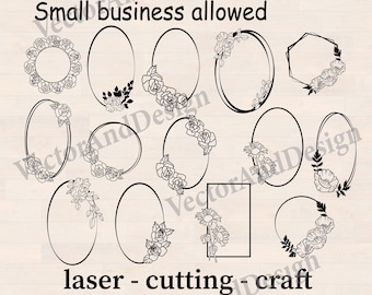 Floral Frame SVG Bundle, Cricut Wedding Template Laser Cut files