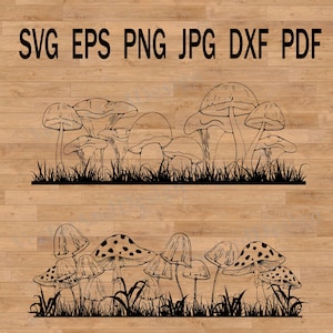 Archivo SVG de hongos para cortar e imprimir, decoración de camisetas y tazas, clipart de silueta de hongo