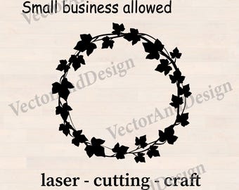 Ivy Wreath SVG, Round Leaf Frame, Botanical Circle Design