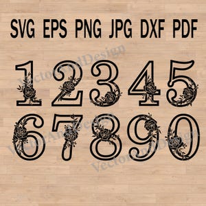Floral numbers svg, numbers silhouettes, numbers svg file, numbers cut file, alphabet svg, Birthday numbers svg, numbers 0-9, font svg