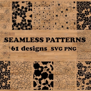 Set von 61 Mustern, nahtloses Muster von Blumen, Blattmuster svg, Hibiskus svg, Hawaiimuster, Blumendrucke SVG, Blätter Muster SVG