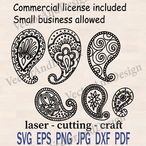 Indian paisley svg, pattern eps, Lace template svg, zentangle Ornament Cutting, leather cut file