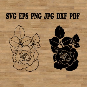 Rose Svg, rose leaves clipart, roses template svg, bouquet svg, Rose silhouette, rose tattoo, rose svg bundle, rose cut file