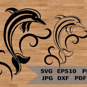 Delfin Vorlage svg, Delfin schnitt datei für Laser, dxf für laser, Wanddeko, svg für Cricut, Silhouette Aufkleber, Delfin Clip Art vinyl