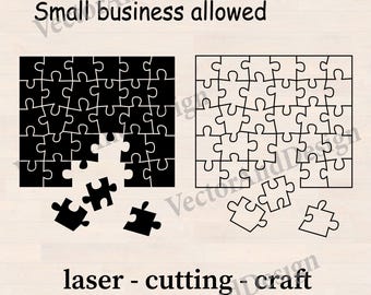 Puzzle Vorlage SVG, schwarze Silhouette Clipart Puzzles design Vektor-Datei für Cricut (digitaler Download)