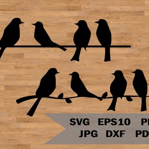Vögel auf einem Ast svg, Vögel svg, Vogelsilhouette svg, Vogel schneiden Datei, Vögel Clipart, Vögel PNG, Vögel auf einem Draht, lasergeschnittener Vogel, Natur svg