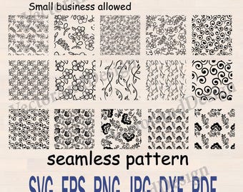 Floral Seamless Pattern SVG Bundle, Botanical Laser Cut File, digital Wallpaper (Digital Download)