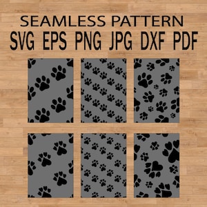 Modello senza cuciture SVG con zampe di gatto, impronte di zampe SVG, zampa di gatto SVG, memoriale per animali domestici, sfondo per cartoline con motivo in tessuto, pacchetto di SVG con cane