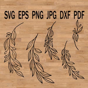 Branches d'olivier svg traceur fichier Dxf automne silhouette eps
